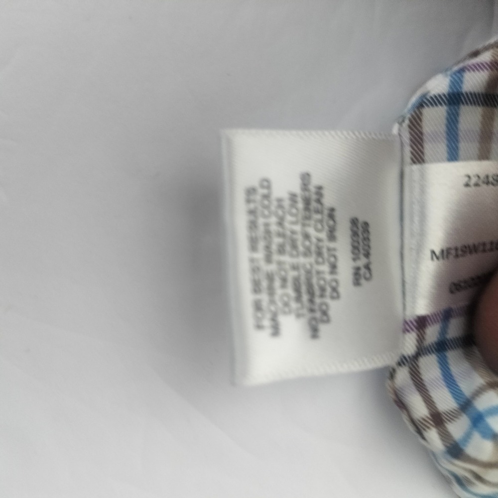 Peter Millar Mens Large Tattersall‎ Check Button Down Shirt Blue Purple MF19W11 - Picture 6 of 7